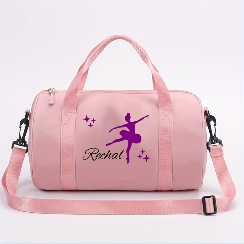 TEMU 1pc Personalized Ballet Dancer Crossbody Bag - Name/number, Ballet-themed Print, Adjustable Strap & Zipper Closure, Lightweight Nylon Dance Bag
