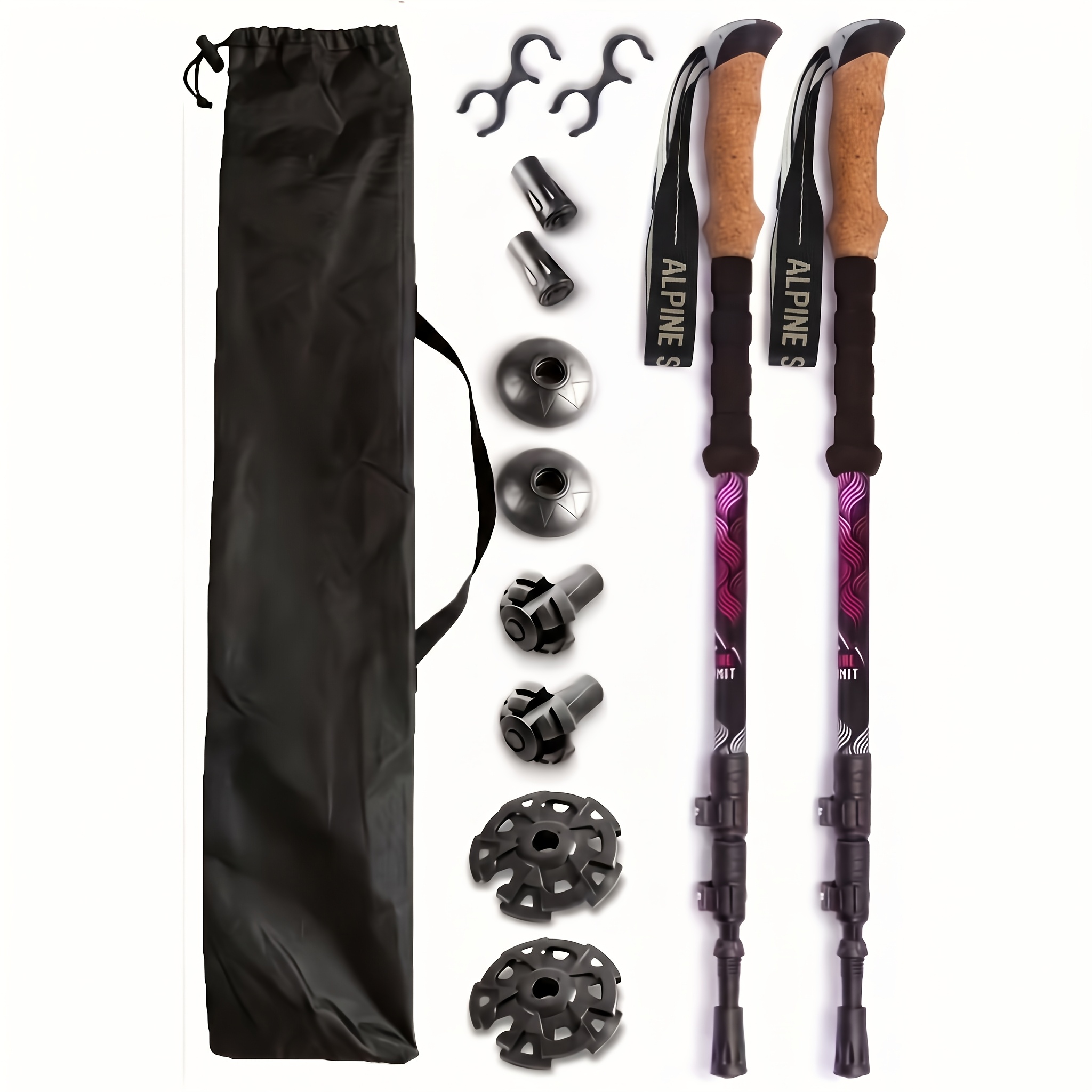 TEMU Un Ensemble de Bâtons de Randonnée en Alliage d'Aluminium 7075 avec Verrouillage Externe et Accessoires Multiples - Violet