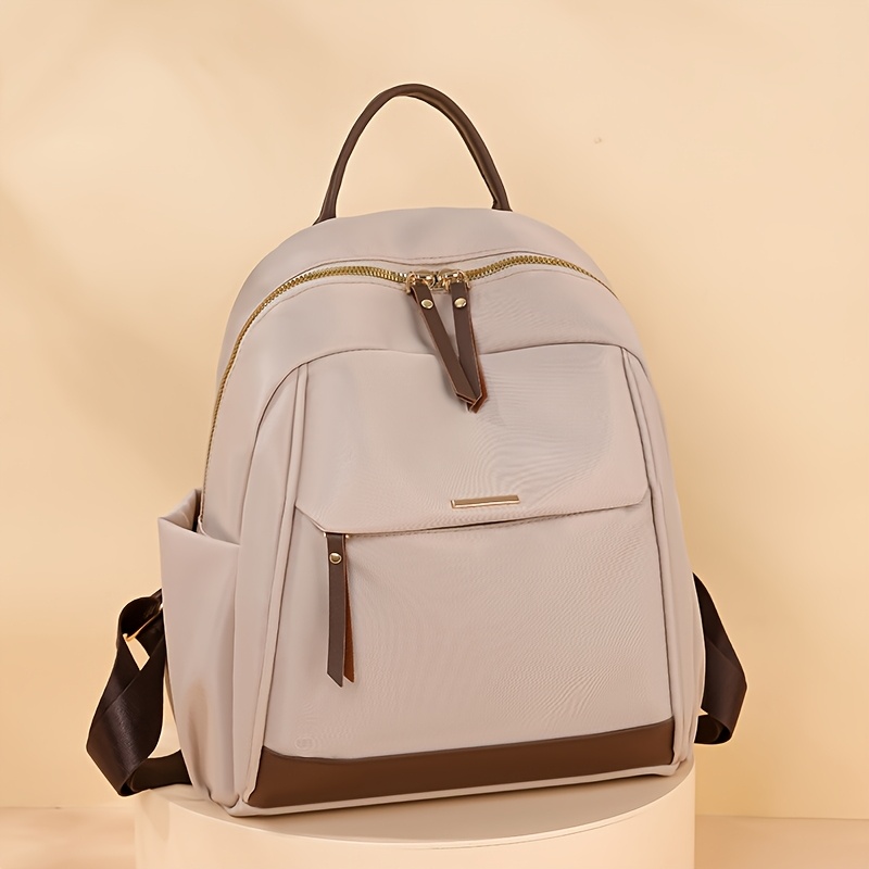 TEMU 새로운 대비 색상 올매치 이지 대용량 백팩 패션 캐주얼 빈티지 경량 스몰 백