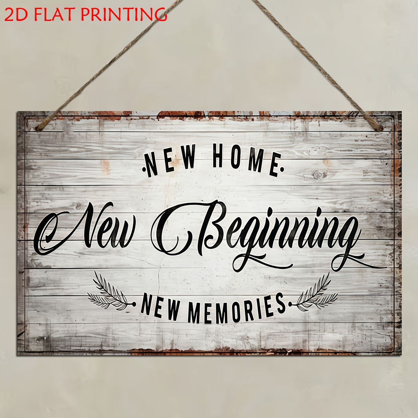 TEMU Plaque Décorative en Bois Plate 2D 1pc Style Bohème "Nouvelle Maison, , Nouveaux Souvenirs" Décoration Murale Adaptée pour Maison, Bureau, Bar,