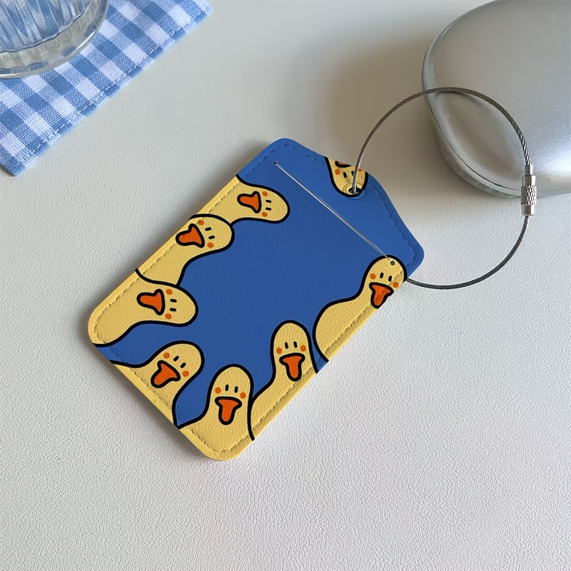 TEMU Duck Sprouts Pattern Travel Luggage Tag & Boarding Pass Holder - Lightweight Pvc Suitcase Id Tag With , Airplane Ticket Holder For , , Train