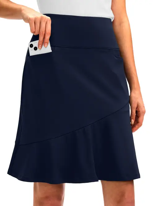 skorts skirts for women with 5 pockets 20 knee length golf skirt modest long tennis athletic skirts for women