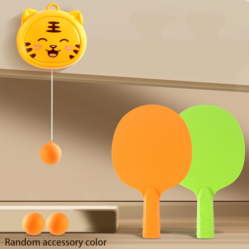 Image of Hanging Table Tennis Trainer, Portable Pong Paddle Set Toys For Kids With Racket And Balls, Parent-child Door Exerciser, Full Pingpong Starter Kit For Outdoor & Indoor Games, Random Accessory Colors