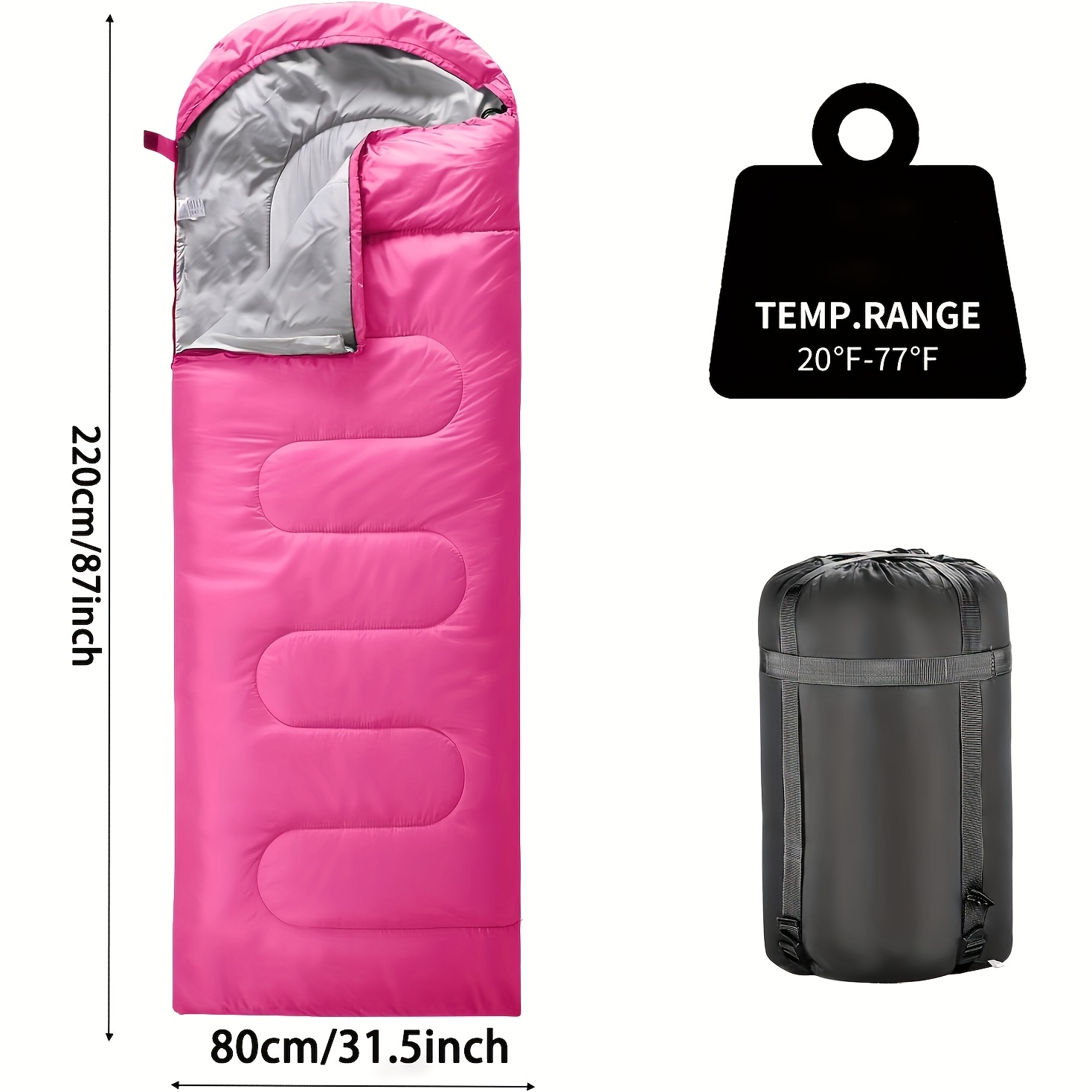 4-Season Lightweight Sleeping Bag for Adults, Boys & Girls - Compact Compression Sack, Warm & Cold Weather Camping & Hiking Gear, 100% Polyester All-Season Backpacking Sleeping Bag for Spring, Summer, Fall, Winter, Sleeping Bag for Camping, Versatile Outdoor Gear