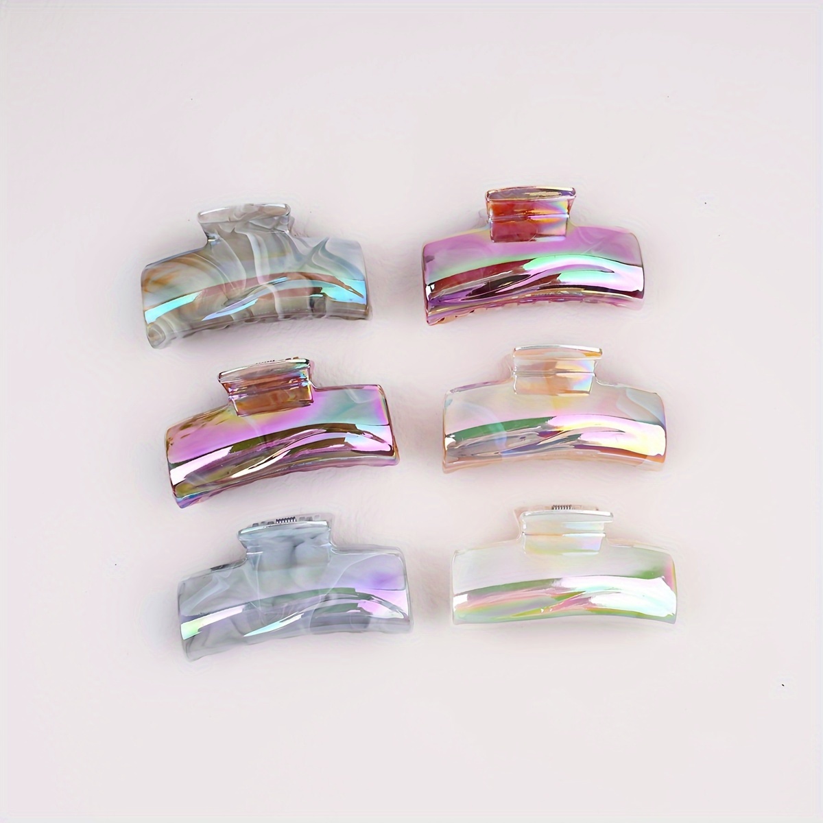 

3pcs Set Hair Claw Clips For Women - Stylish Square Ponytail Holders With Electroplated , Plastic