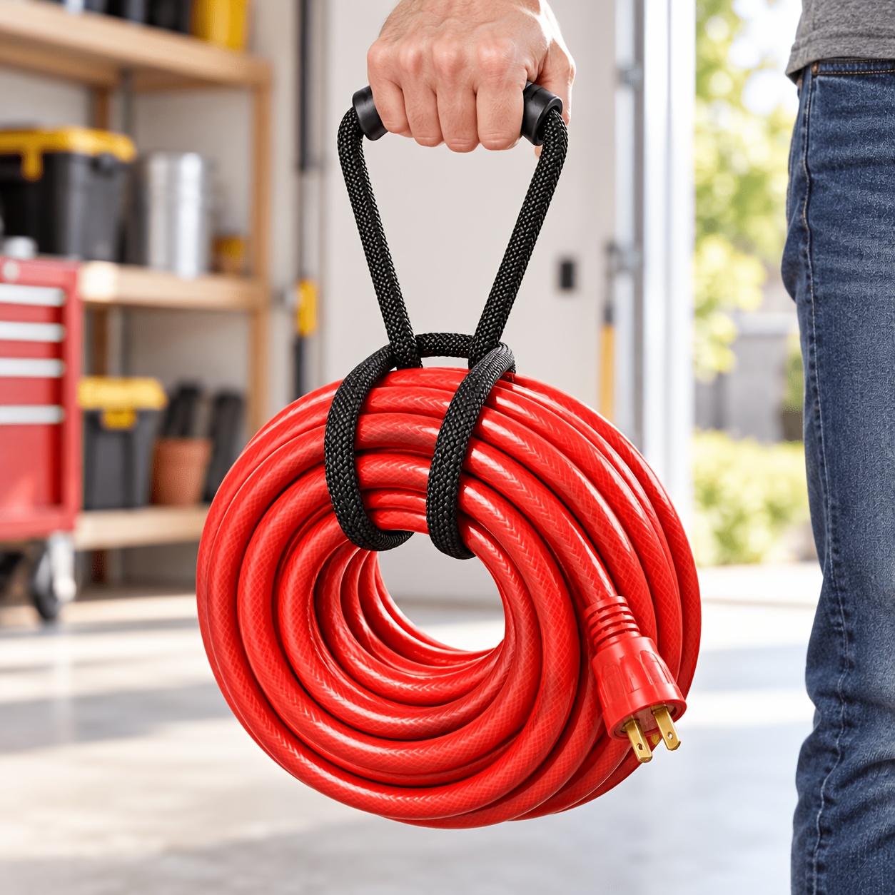 TEMU Organizador de almacenamiento de pared de estilo contemporáneo con función antideslizante - Cable de extensión de tela duradera y soporte de