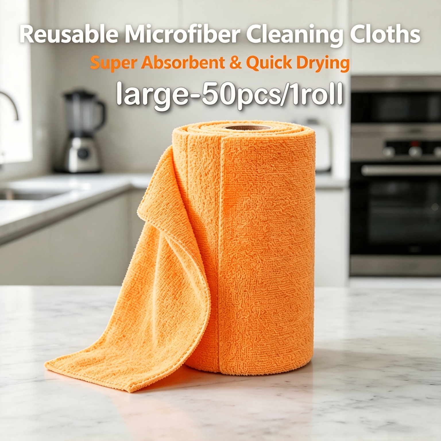 TEMU 50pcs/1 Roll Extra Large Roll Of Dish Towels, Tear-off Microfiber Cleaning Cloths, Kitchen Cleaning Cloths, Tea Towels For Convenient Use,