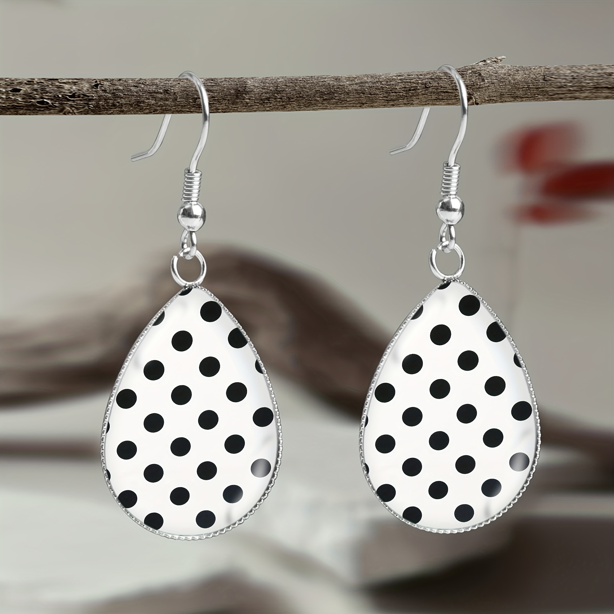 E-shop 1 Paar Schwarze Polka-Dot-Muster 316 Edelstahl Ohrringe, Einfacher Eleganter Schmuck für den täglichen Gebrauch von Männern Frauen