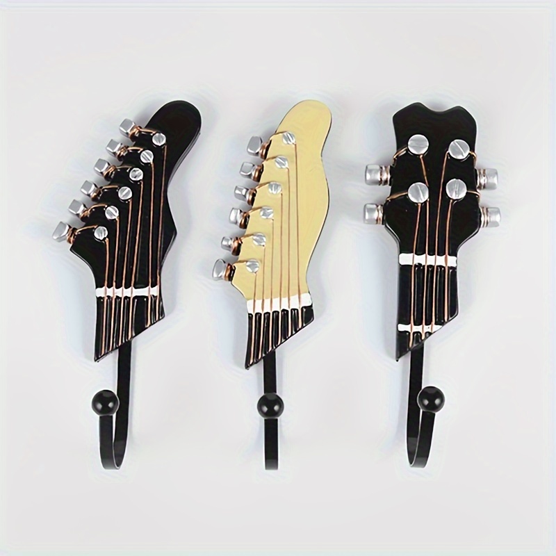 TEMU 3pcs/set, Guitar Headstock Shaped Wall Hooks, Decorative Hooks For Key, Towel, Clothes, Hat, Entryway, Bathroom, Kitchen