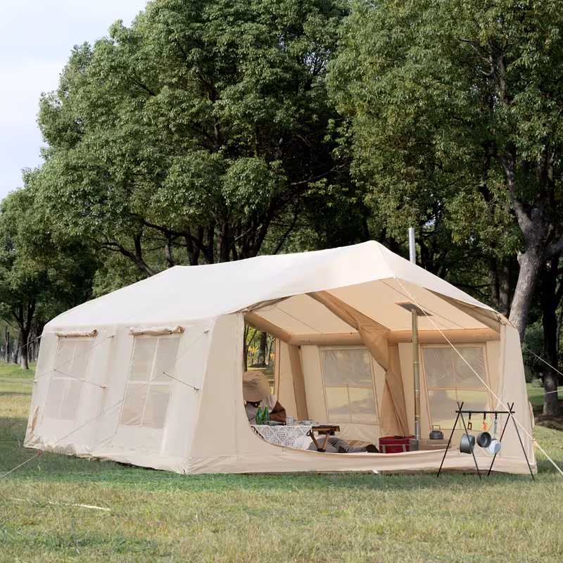 186sq ft inflatable camping tent with hand pump easy setup outdoor blow up tent 4 season glamping air tents cabin house with windows door Product details 1