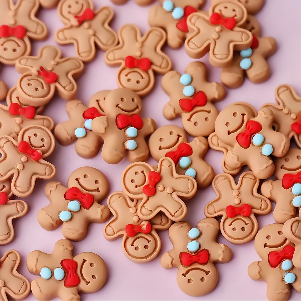 

20pcs Christmas Gingerbread Man Resin Accessories Diy Cream Glue Phone Case Water Cup Refrigerator Patch