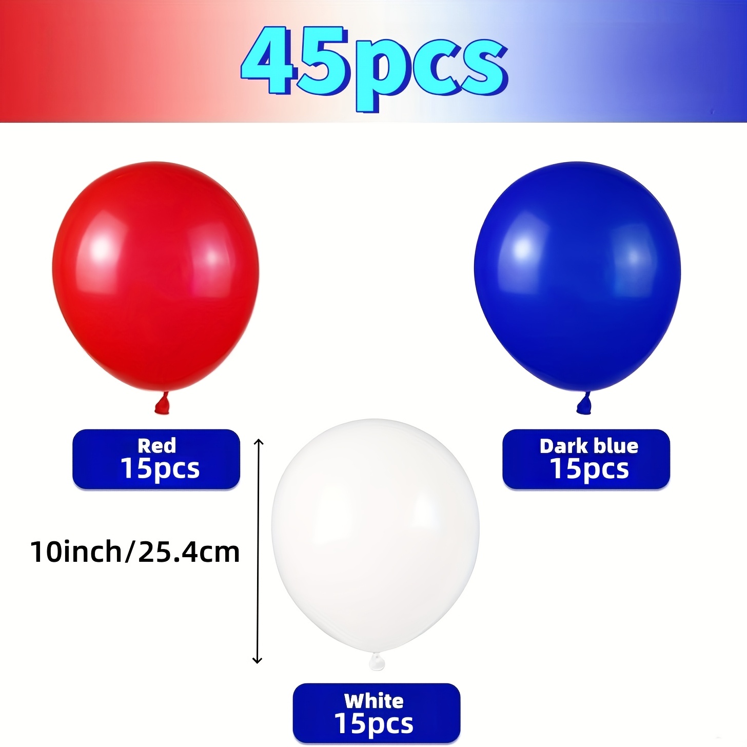 TEMU 45 Colors, Red, White, Dark Balloons, Suitable For Carnivals, Weddings, Birthdays, Gender Reveal, Federal Day, Day, National Day, Day Universal