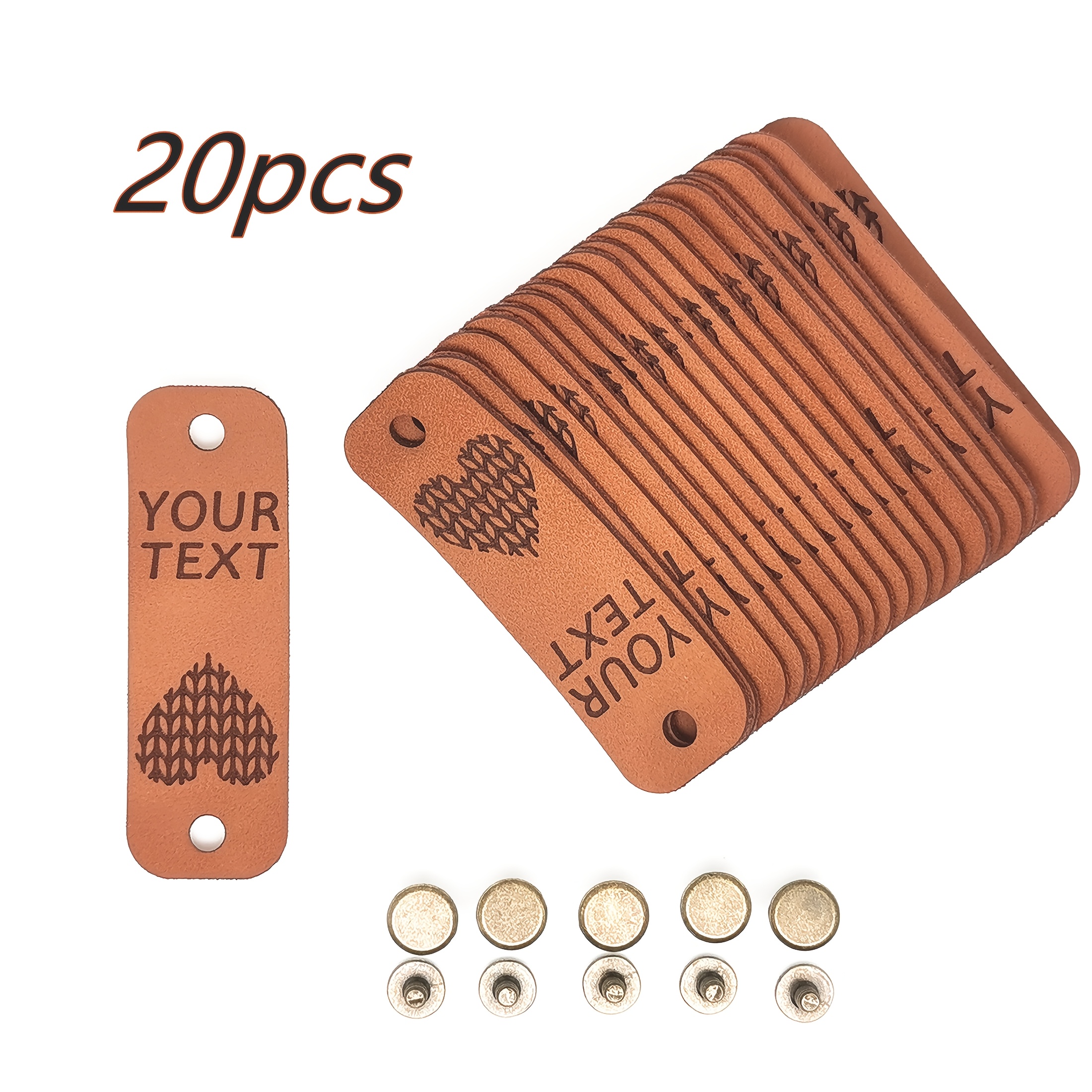 TEMU 20 unidades de Etiquetas de Cuero Personalizadas, Etiquetas de Personalizadas DIY con Clavos Grandes