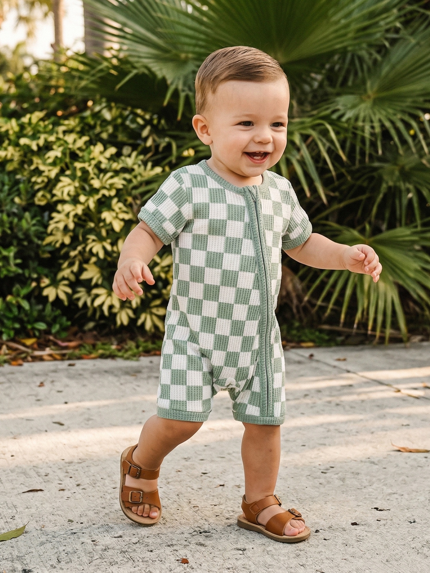 baby checkered overalls sold on Temu United States