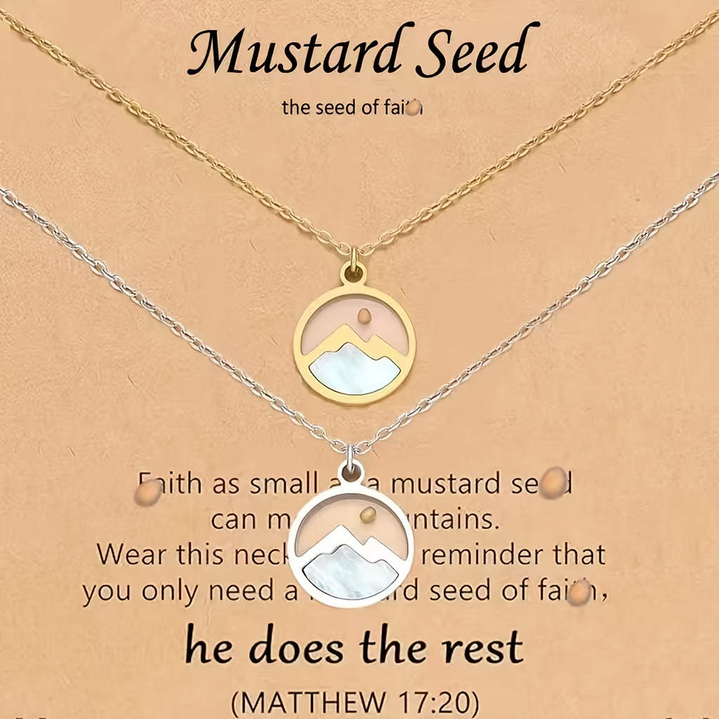 2pcs Necklace For Women Golden Silvery Faith Stainless Steel Necklace Mountain Dainty Necklace Christian Jewelry Birthday Easter Christmas Thanksgiving For Friendship Gifts For Mom Sister
