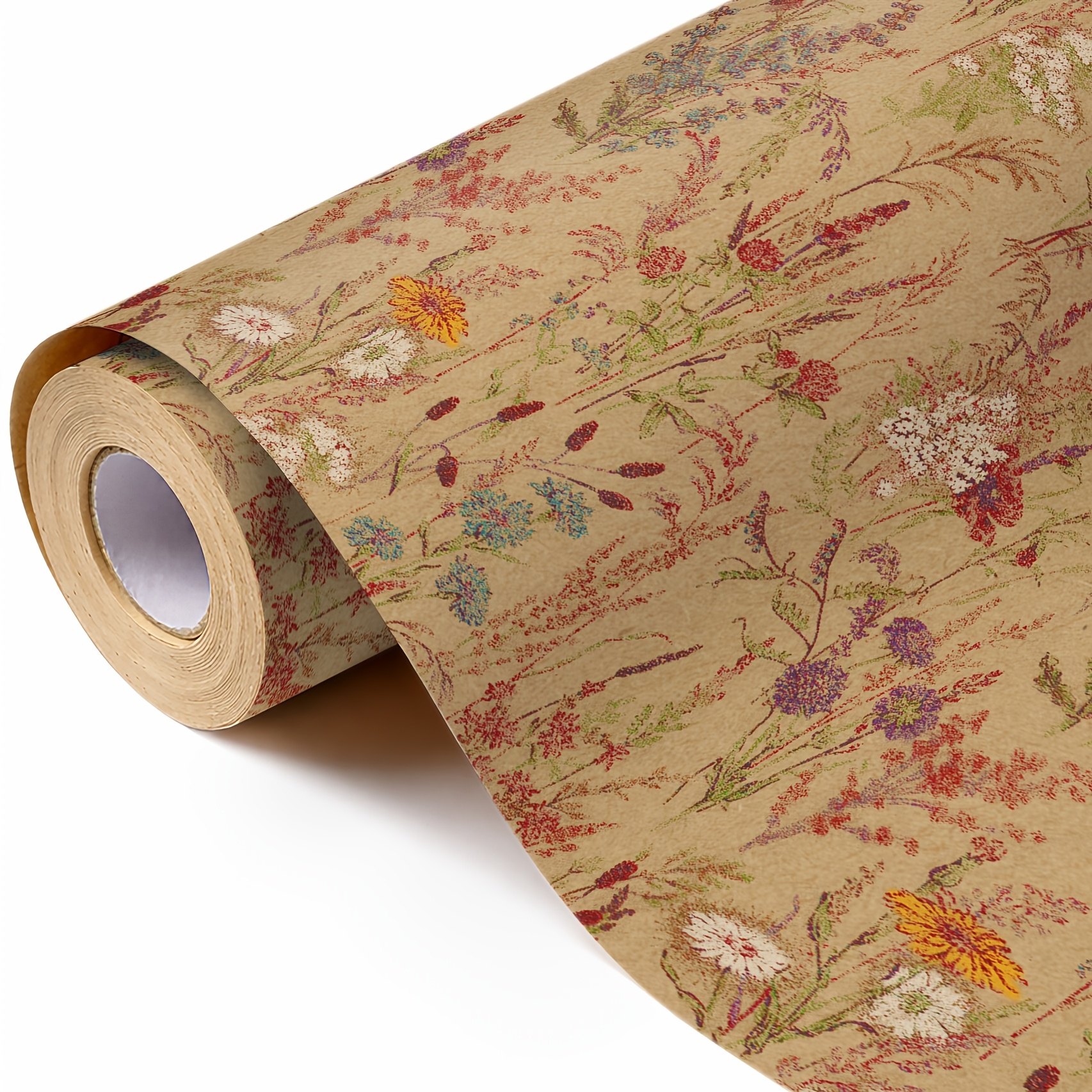 TEMU 1 Roll Of 5m/16.4ft Wrapping Paper For With A Floral Pattern On , Matte End, Made Of Paper Measuring 43.12cm × 500.2cm, 80g Thick Gift Wrapping