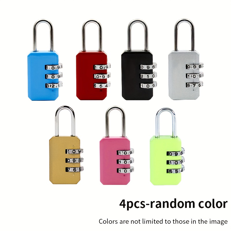2 4pcs 3 digit combination lock luggage lock matte end anti theft 3 digit combination code   non electric material luggage safety lock for suitcases backpacks random color