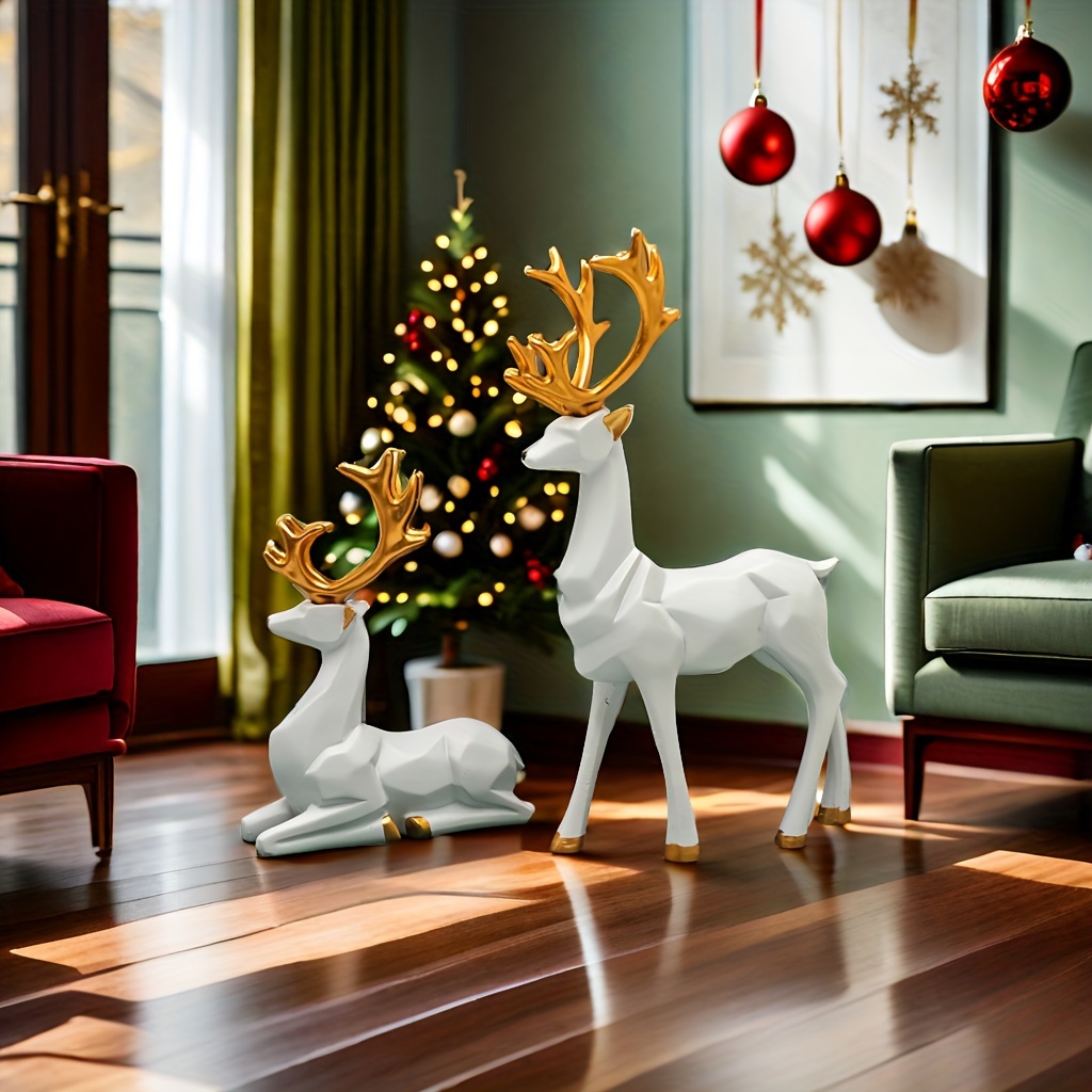 

Festive White And Statues: Perfect For Christmas Home Decor - Indoor/outdoor Use - Resin Material - No Electricity Required