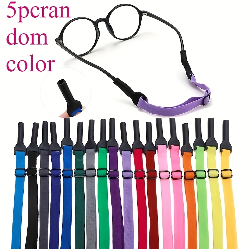 TEMU 5pcs Random Color Durable And Stylish Unisex Anti-slip Elastic Eyeglass Chain Cord, Eyewear Retainer Accessory