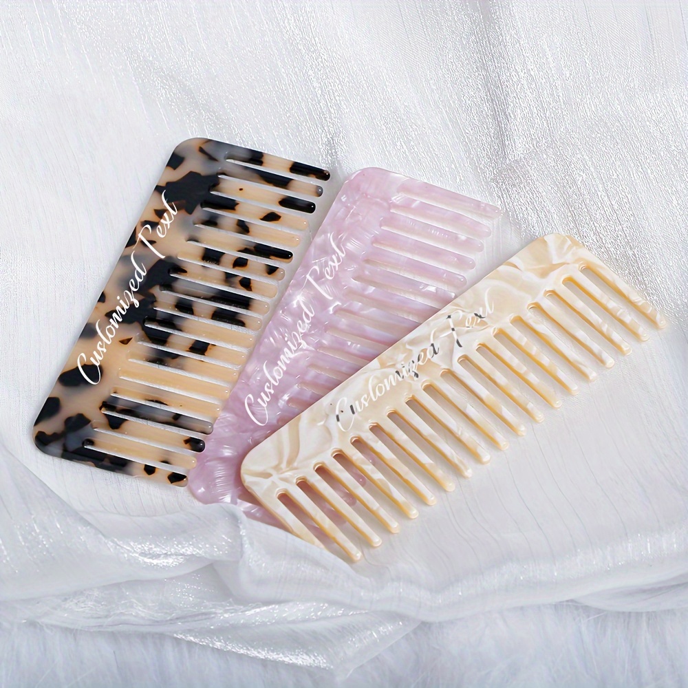 

1pc Personalized Custom Text Comb Custom Text Plate Comb, Marbled Floral Hair Comb, Hair Styling Tool, Birthday Gift, Gift For Sister/mom/girlfriend, Engagement Bridesmaid Gift, Party Gift