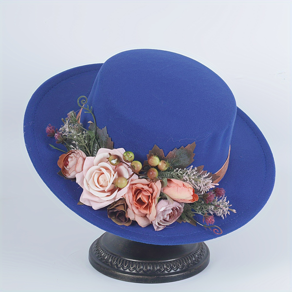 floral elegant vintage inspired womens fedora floral - Temu  display picture 1