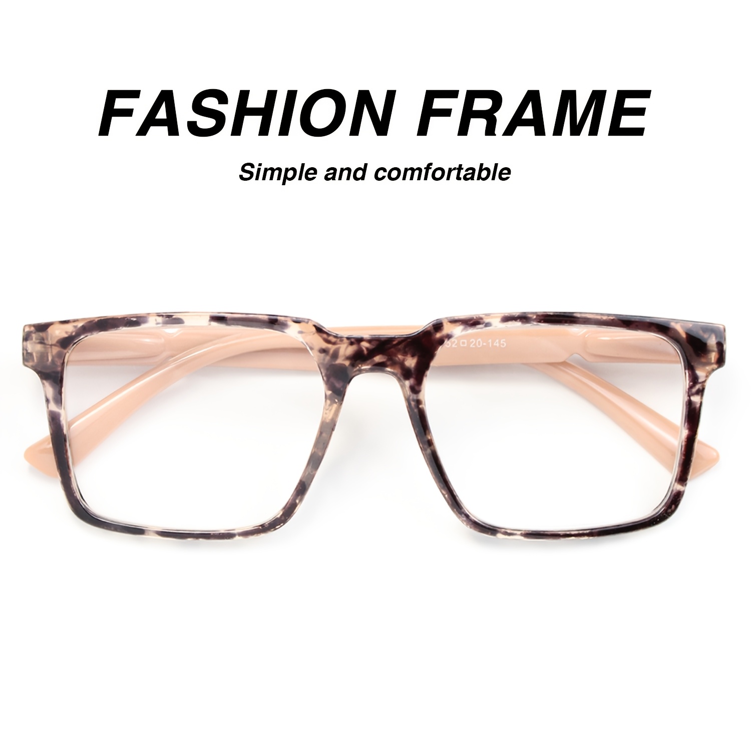 Pink Tortoiseshell Square Reading Glasses with Black Diamond Pattern Case