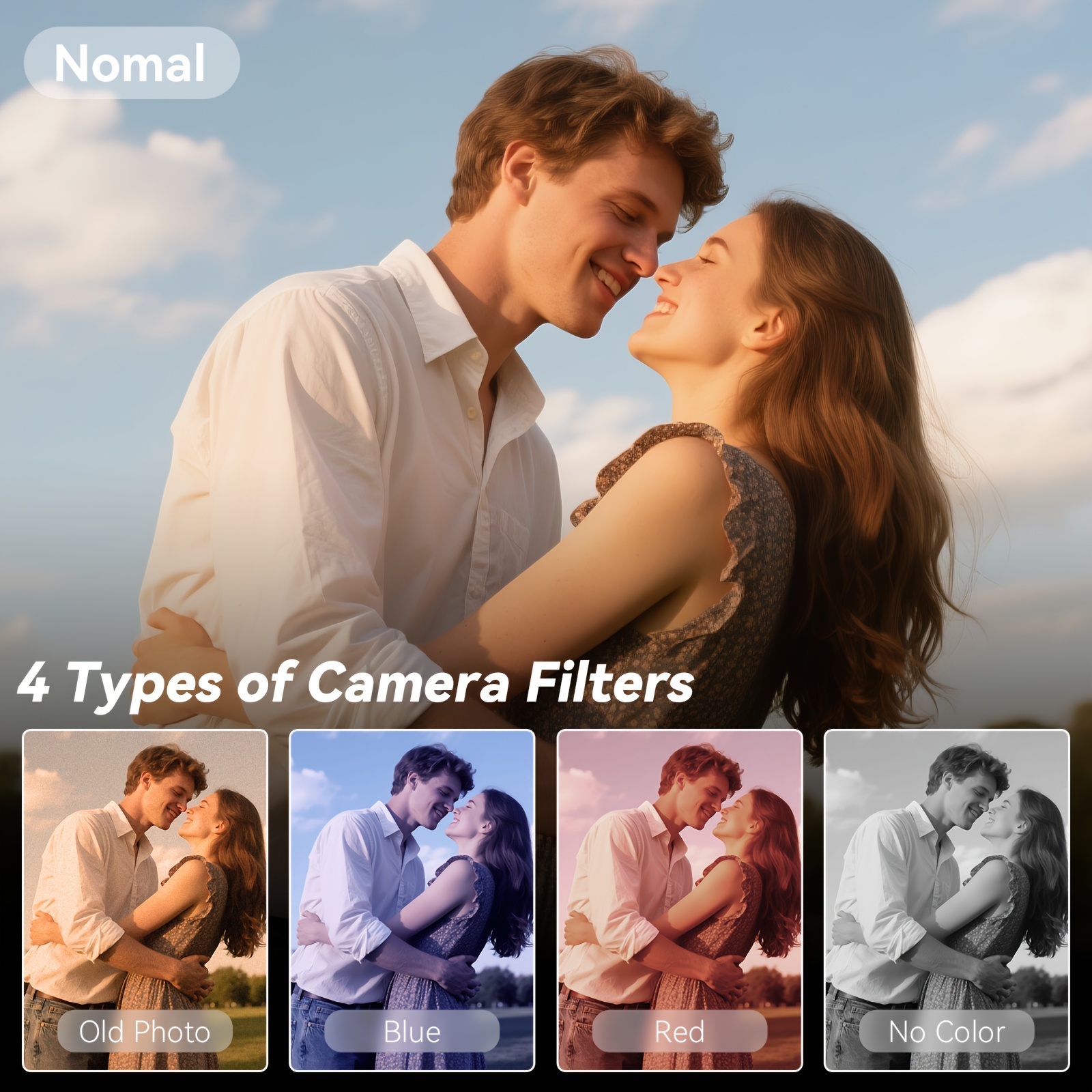 1080P HD Mini Digital Camera with 64GB SD Card - Portable Pocket Camera, 4 Filters & Auto Fill Flash for Low Light, Built-in 100 Photo Storage, 4 Zoom Modes, 300mAh Battery, Includes Metal Carabiner & Lanyard for Travel Daily Use