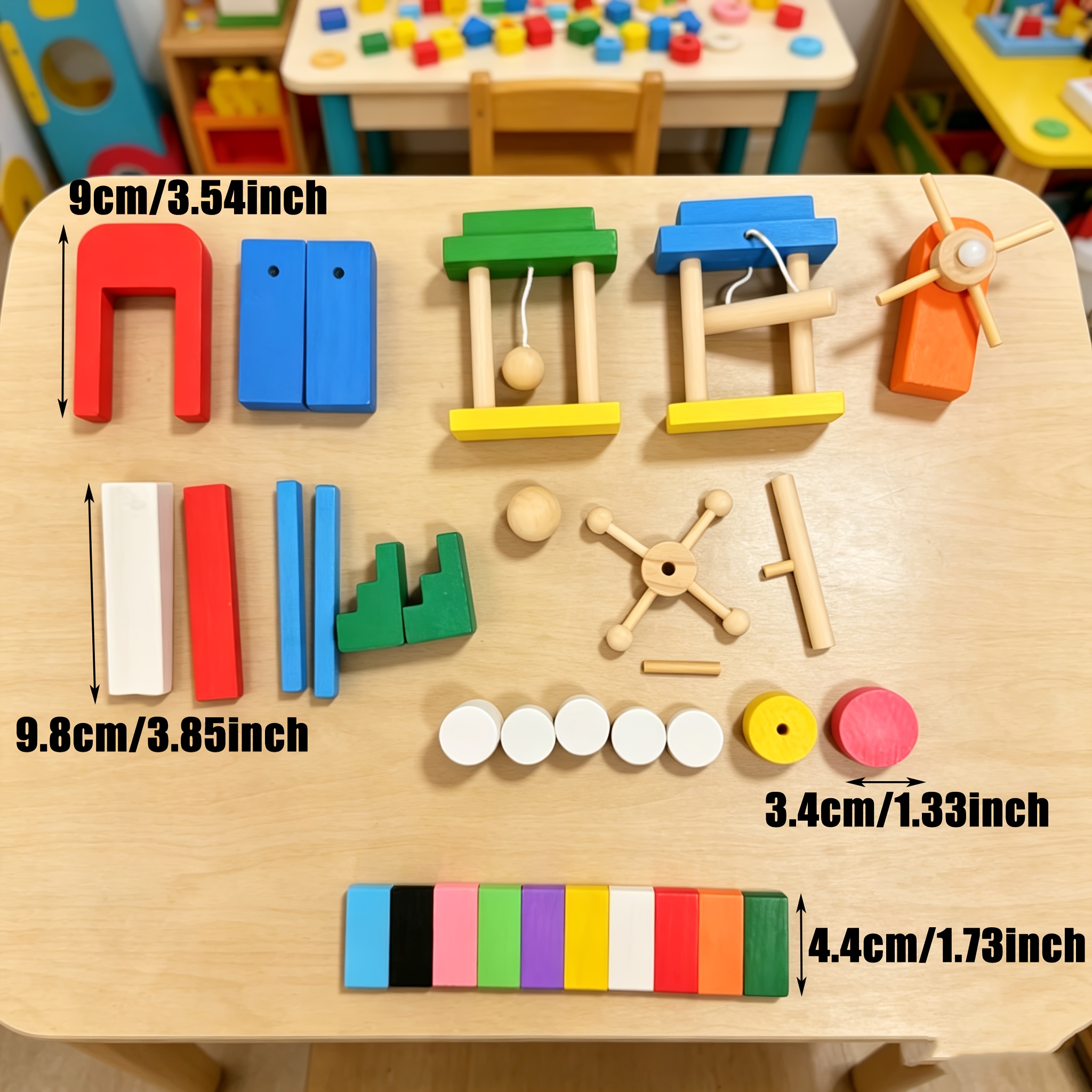 Wooden Domino Building Blocks Set with Accessories