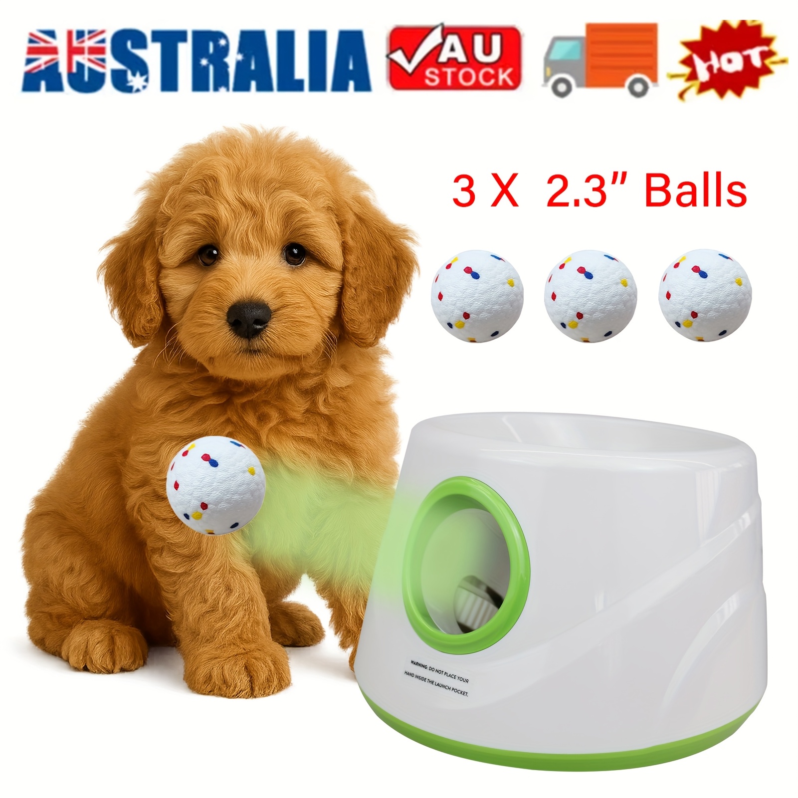 TEMU Automatic Dog Ball Launcher - Interactive Throwing Machine For Small & Medium Dogs, Indoor/outdoor Fetch Toy With 3 Tpu Balls, 3 Distance
