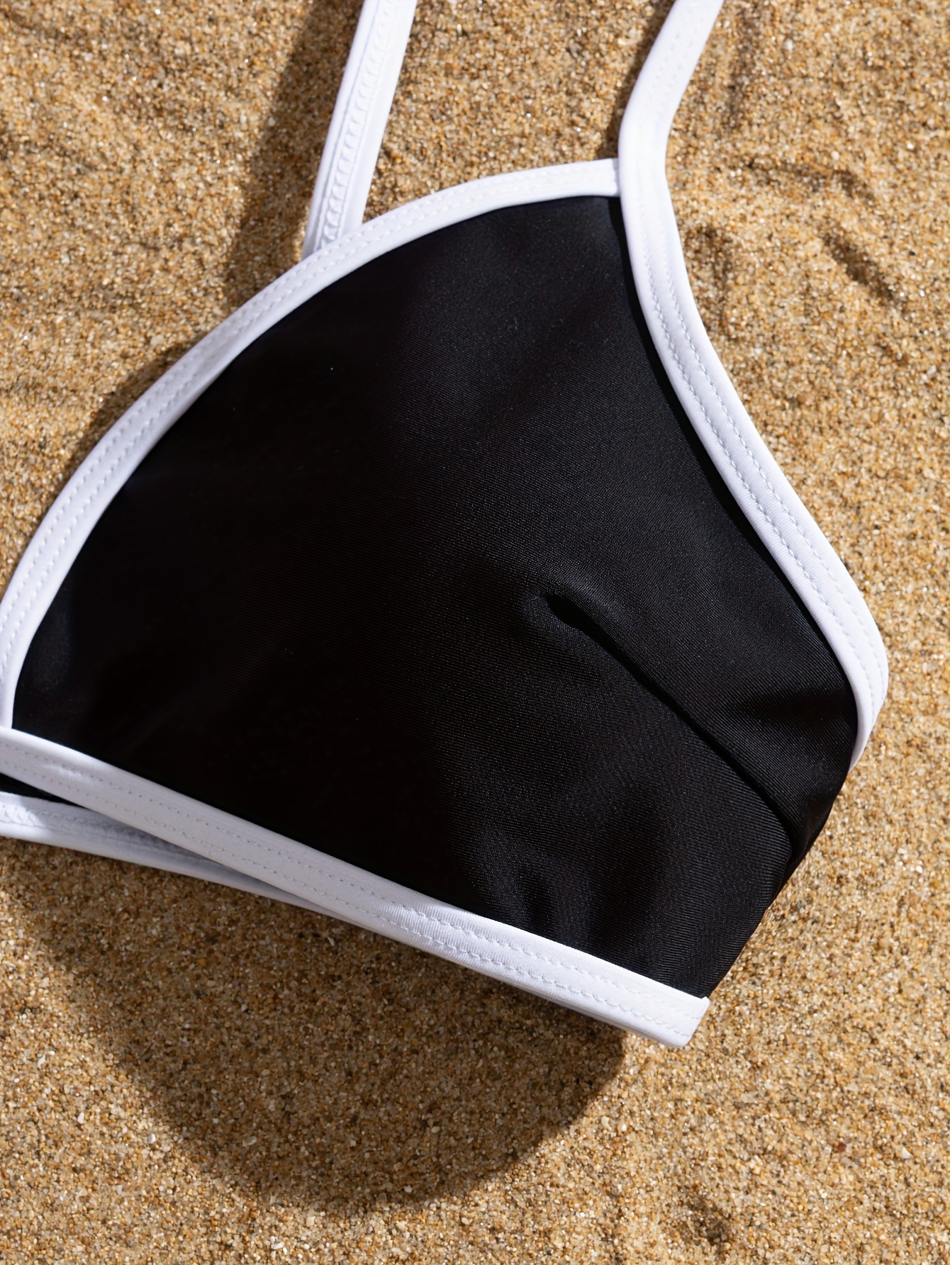 Contrast Trim 2 Piece Set Bikini, V Neck Stretchy High Cut Swimsuits, Women's Swimwear & Clothing