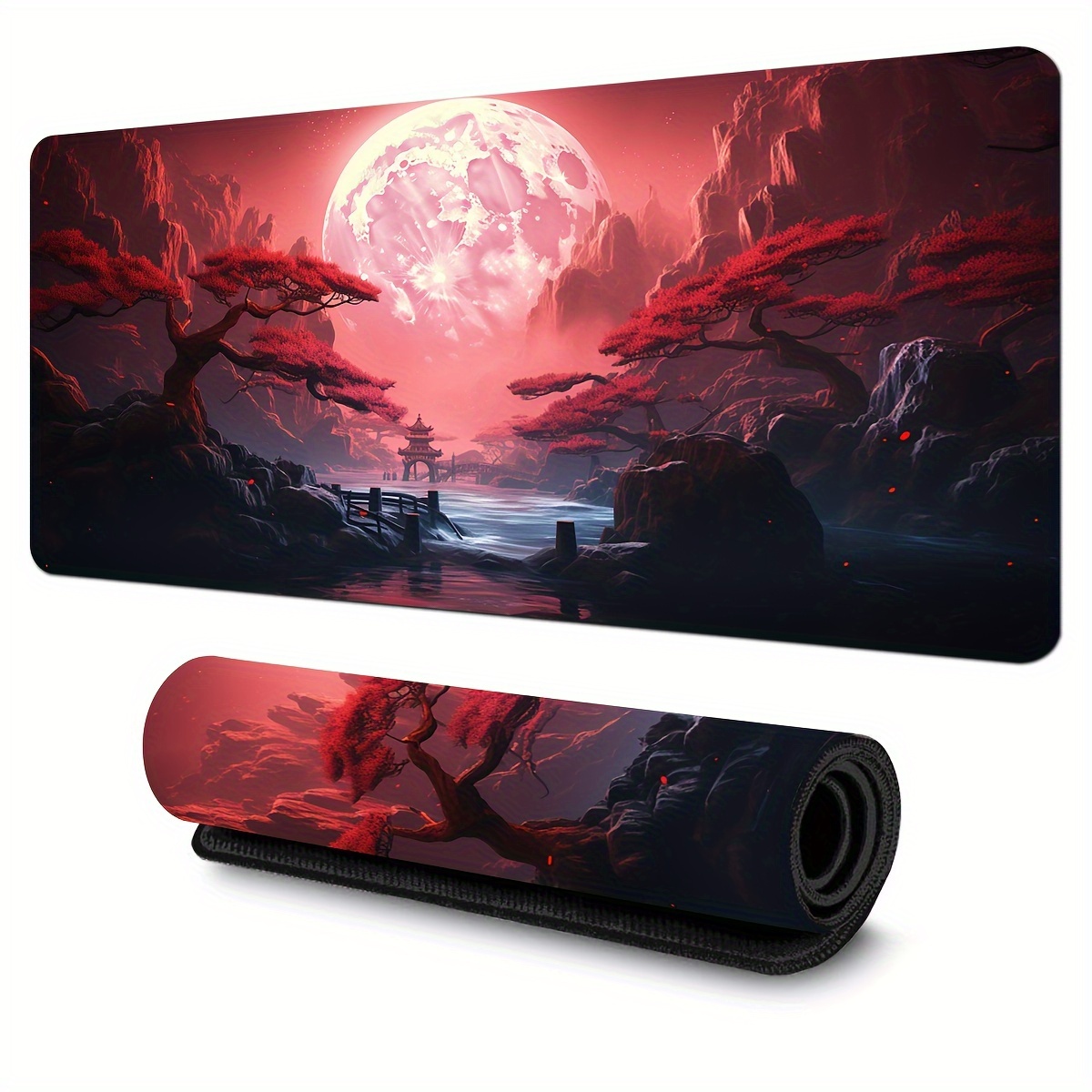 

Red Landscape Large Gaming Mouse Pad,laptop/desktop Office Use Non-slip Rubber Base Mousepad Stitched Edges Keyboard Desk Pad For Schools, Offices, Home And Company,super Cool Office Large Mouse Pad