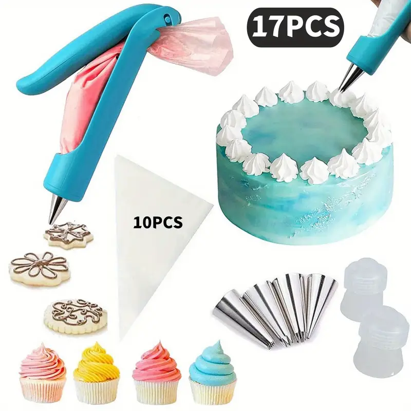 cake dressing tools Uarter Cake Decorating Kit Supplies 512 Pcs with Cake Turntable Icing Tips Piping Bags Spatulas Decoration Pen, Flower Nails