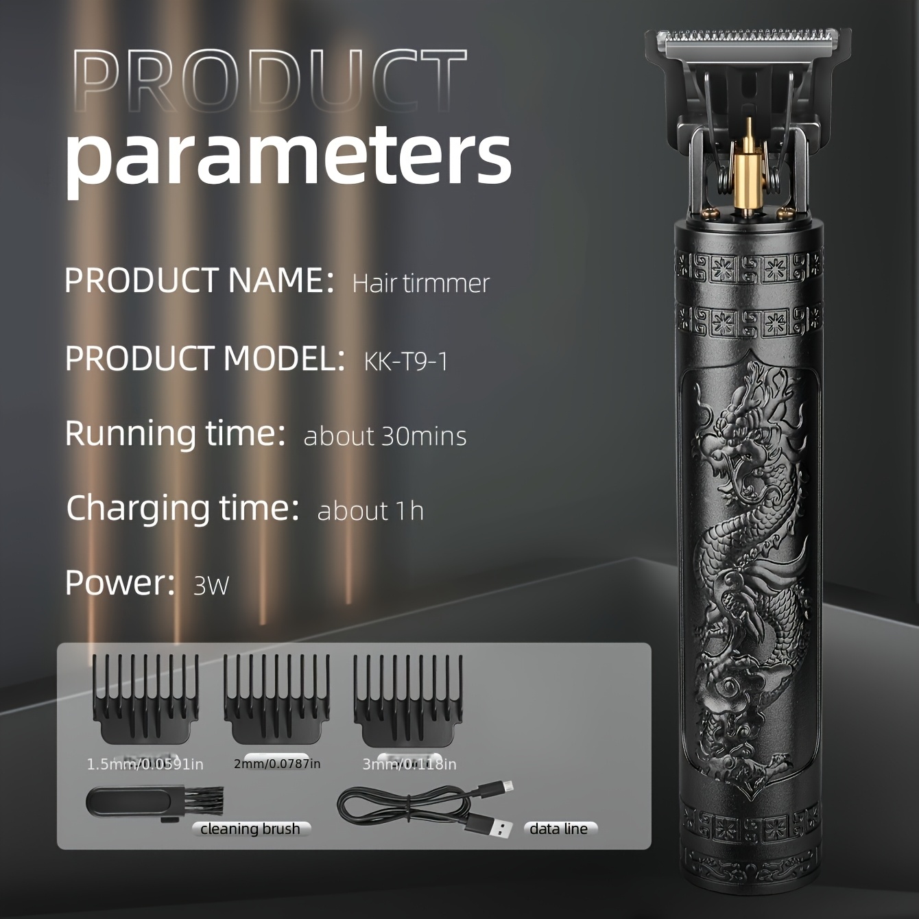 TEMU 2pcs/ 1pc , Professional Electric Hair Clipper Set Home Haircut Kit, Compact Clipper, Stylish Trimmer, Power, Grooming Kit, Suitable For Car, ,