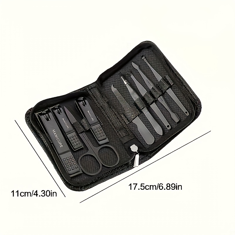 9pcs professional nail care kit   case stainless steel cuticle pliers hand   care tools     nail clippers nail file and nail polish remover sleek metallic   durable cons nail care tools nail care Product details 5
