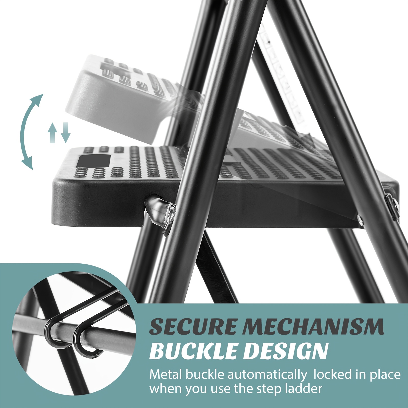 Heavy Duty Folding Step Ladder with Wide Anti-Slip Steps & Shelves - Portable Steel Step Stool Suitable for,, - Lightweight Sturdy 2/3-Step Ladder, Ideal for,,, Festival Gifts, Space-Saving, Storage 9 Heavy Duty Folding Step Ladder with Wide Anti-Slip Steps & Shelves - Portable Steel Step Stool Suitable for,, - Lightweight Sturdy 2/3-Step Ladder, Ideal for,,, Festival Gifts, Space-Saving, Storage - Image 9