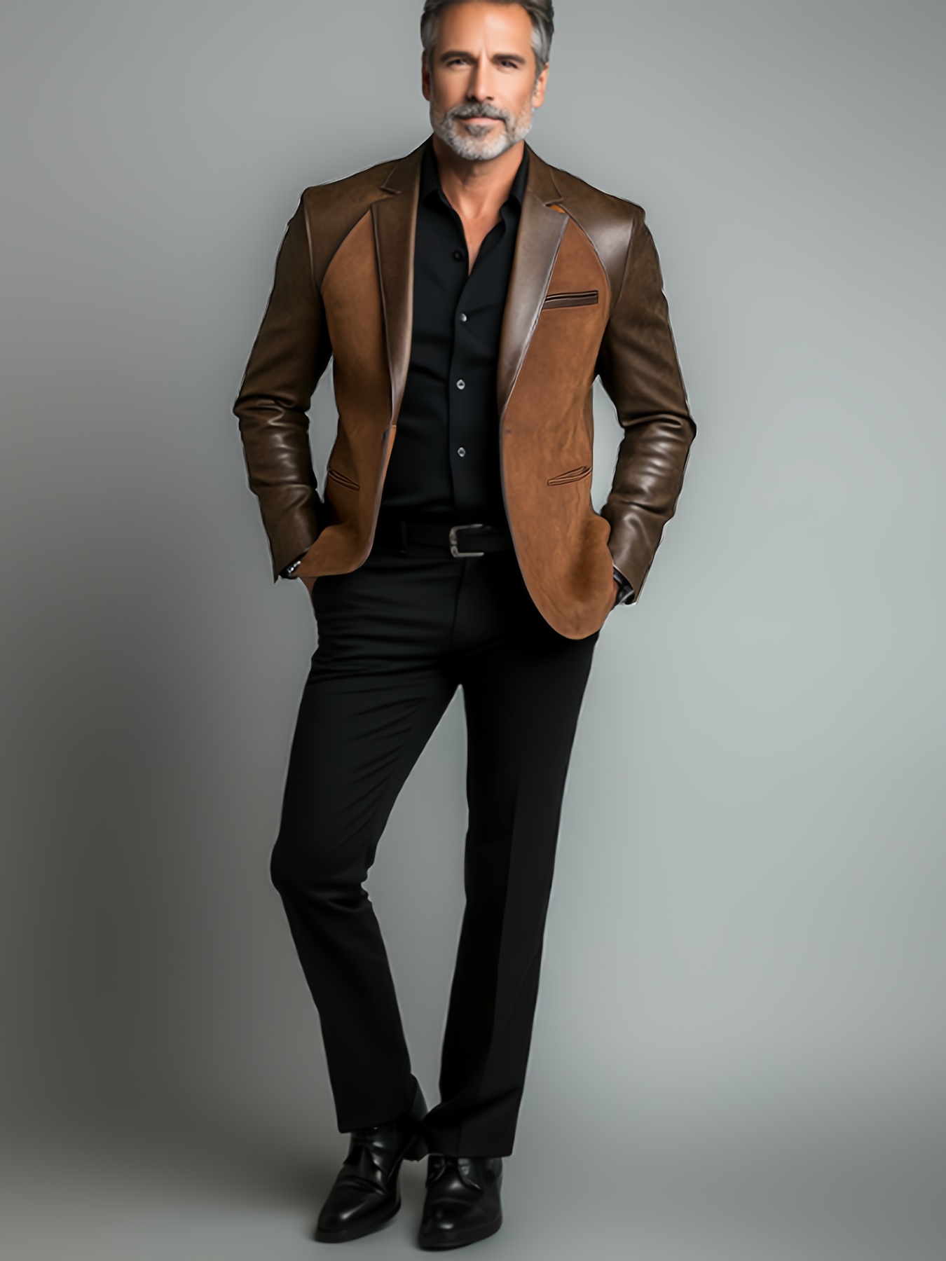 1pc Men'S Casual Polyester Blazer - 100% Polyester Lapel Blouson Jacket, Solid Color, Woven, Non-Stretch Fabric, Button Details, Regular Fit for Spring/Fall - Adult Sizes