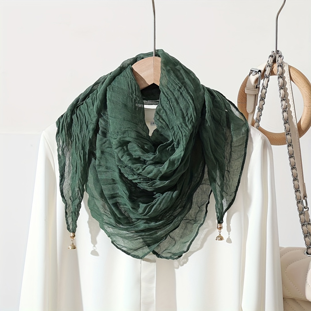 

Women's Elegant Solid Color Knitted Scarf, Breathable Wrap Shawl, Long Scarf/wrap