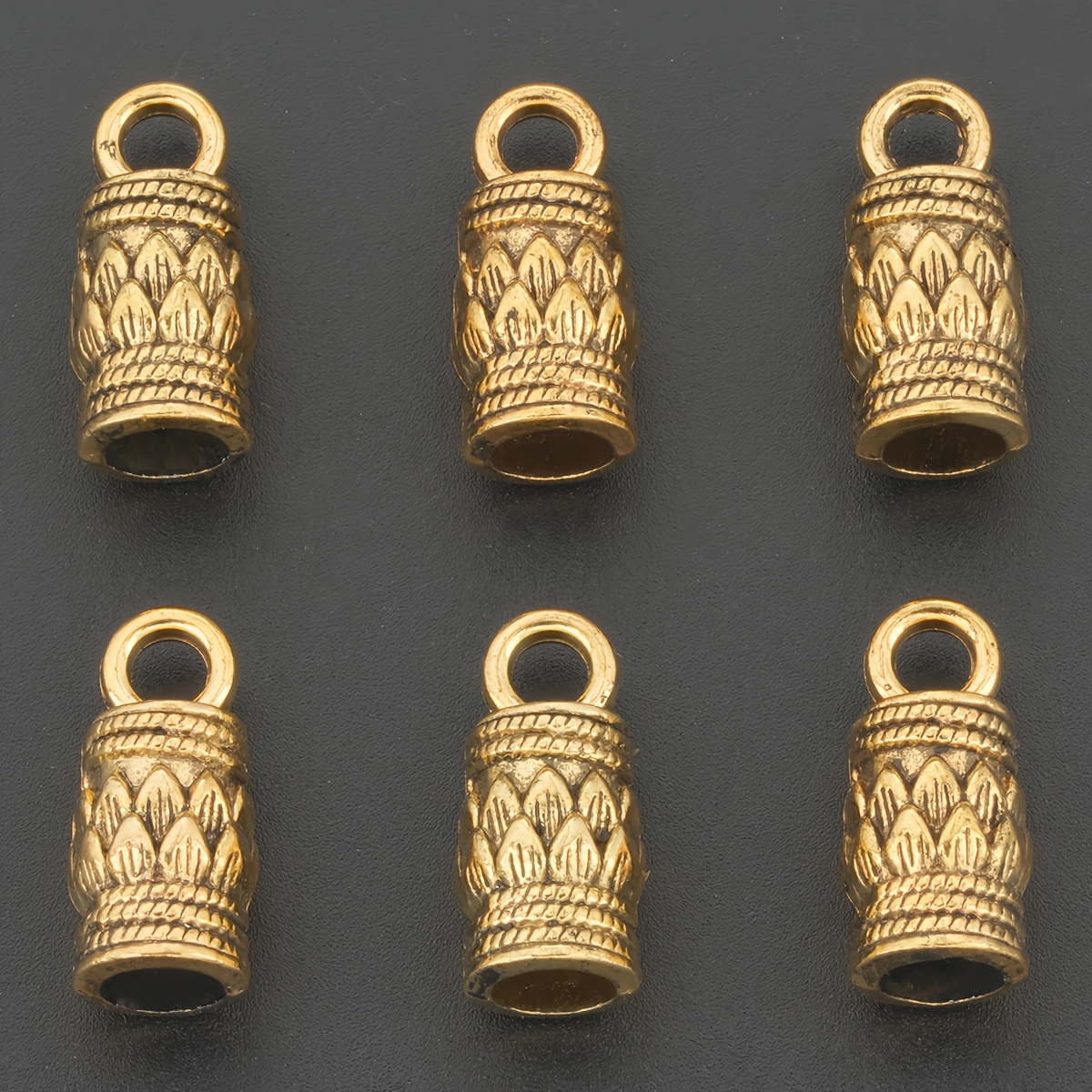 20pcs Antique Golden Lotus Pattern Rope Buckles for Crafting