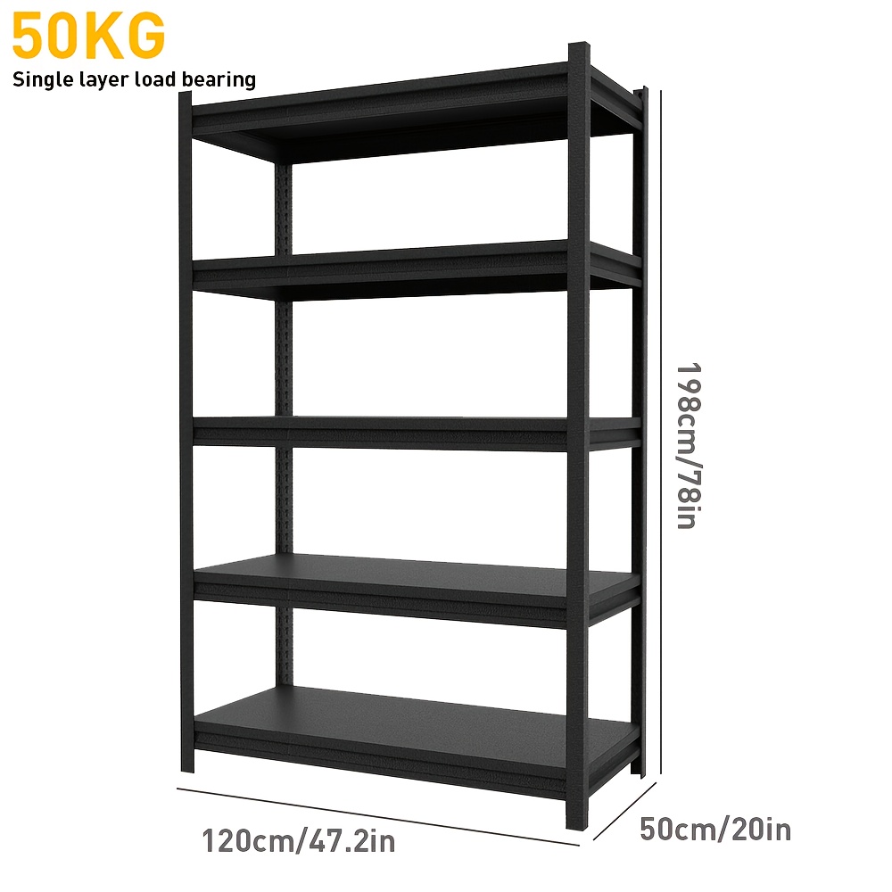 TEMU 1pc Heavy-duty 3/4/5-tier Adjustable Metal Storage Shelf For Garage, Travel Accessories, Travel Essentials, Suitable For Travel And , Warehouse,