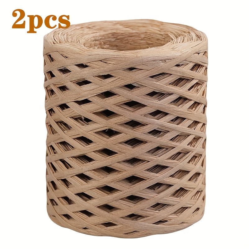 Image of 2pcs Grass Woven Yarn 200 Meters Per Roll - Paper Material Perfect For Crochet And Knitting Hand Woven Baskets, Hats, Summer Hats, Toilet Paper Roll Wrapping Straps, Rope Crafts Projects Thread