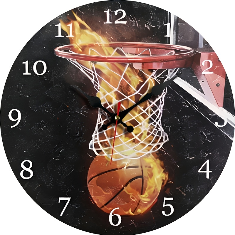 TEMU Orologio da Parete Silenzioso con da Basket Vintage - Alimentato a Batteria, Senza Ticchettio, per Camera da Letto, Soggiorno, Ufficio, Cucina,