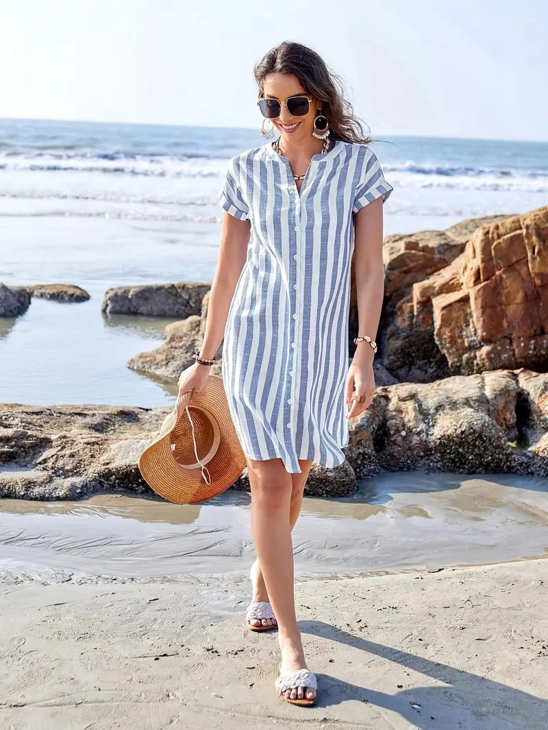 knee length striped t shirt dress Lenpel Womens Short Sleeve Casual Dresses Striped Crew Neck Knee Length T Shirt Dresses Fashion Loose Lounge Dresses, Women's, Size: Small