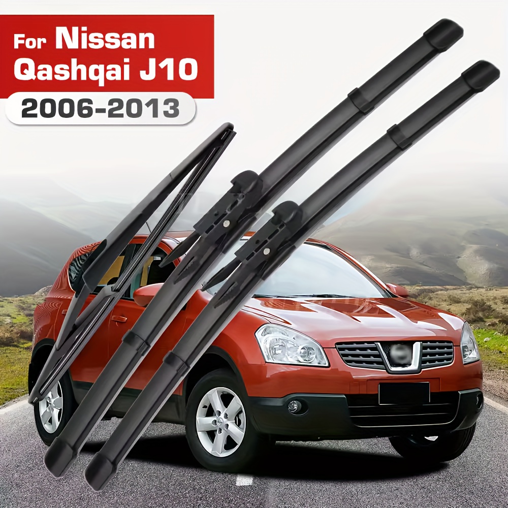 TEMU Lhd Front And Rear Wiper Blades Set For Qashqai J10 2006-2013 Windshield Windscreen Front Rear Window 24"+15"+12"