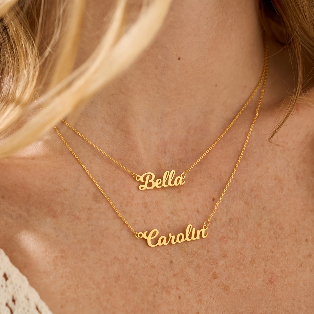 TEMU Collar con personalizado de capa, collar con personalizado para pareja, collar con colgante de placa de de acero inoxidable, regalo para ella,