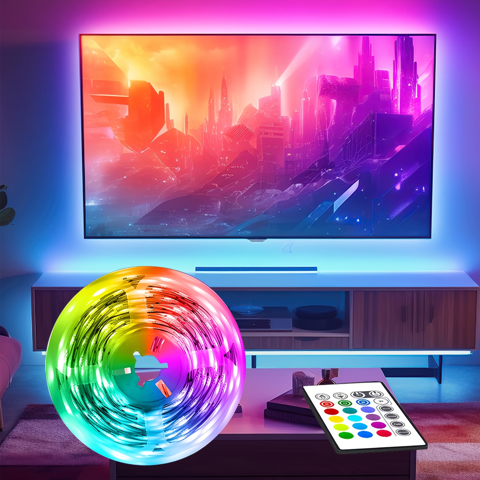 

1pcs Tv Led , Pre-cut 14.3ft Led Strip Lights For 65-, 4pcs Usb Powered Tv Lights Kit With Remote, Rgb Lighting For Room Decor