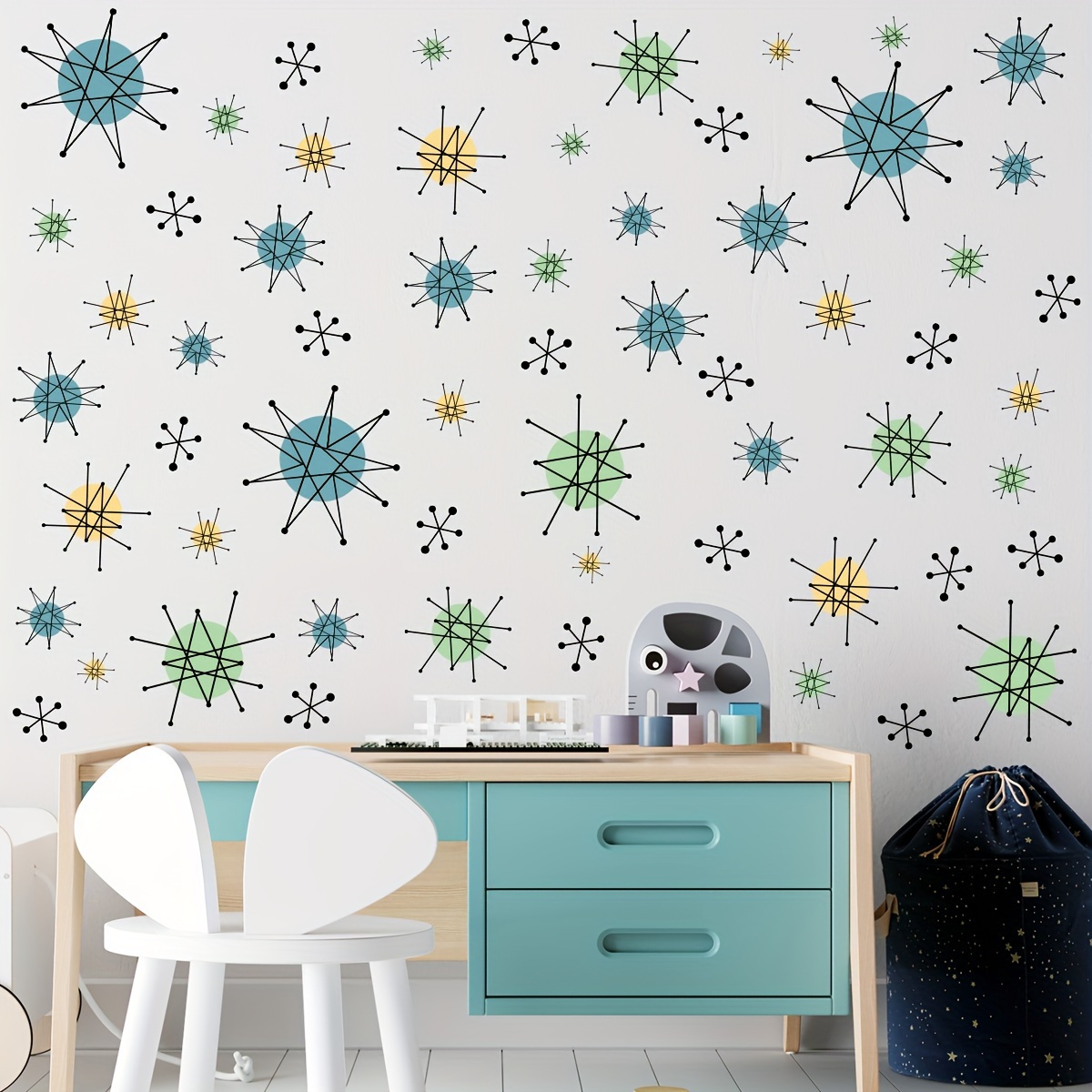 

Starburst Pattern Self-adhesive Furniture Wall Stickers, Home Decor Bedroom Decoration Wall Decals Living Room Background