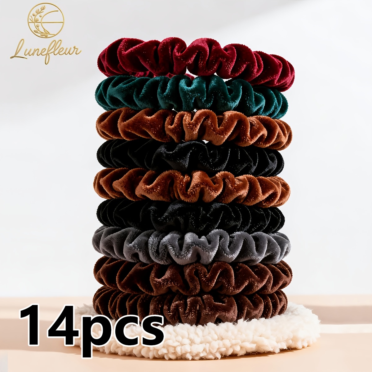 TEMU Set da 14 Scrunchies in velluto per donna, accessori per capelli inverno, colori autunnali, elastici morbidi per capelli, regali per Halloween,