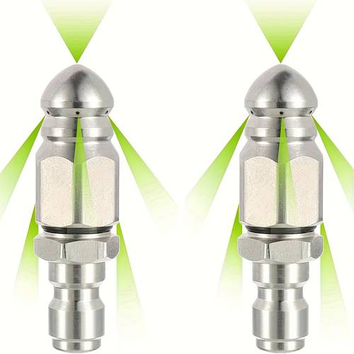 2 stuks hogedrukreiniger afvoernozzles, rioolnozzles, 5000 psi rioolstraalnozzle, 1/4 inch hogedrukreiniger afvoerslangnozzle, hogedrukreiniger adapter, hogedrukreiniger accessoire, rioolstraaler