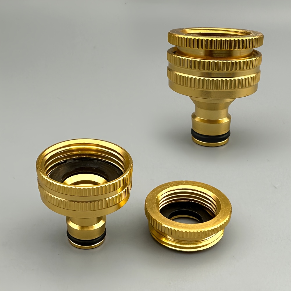 Wasserhahnadapter Gartenschlauch 2er-Set Wasserhahn-Adapter Aus Messing – 3/4 Zoll Und 1/2 Zoll, 2-in-1, Für Waschmaschine Und Gartenschlauch, Inkl. Dichtringe