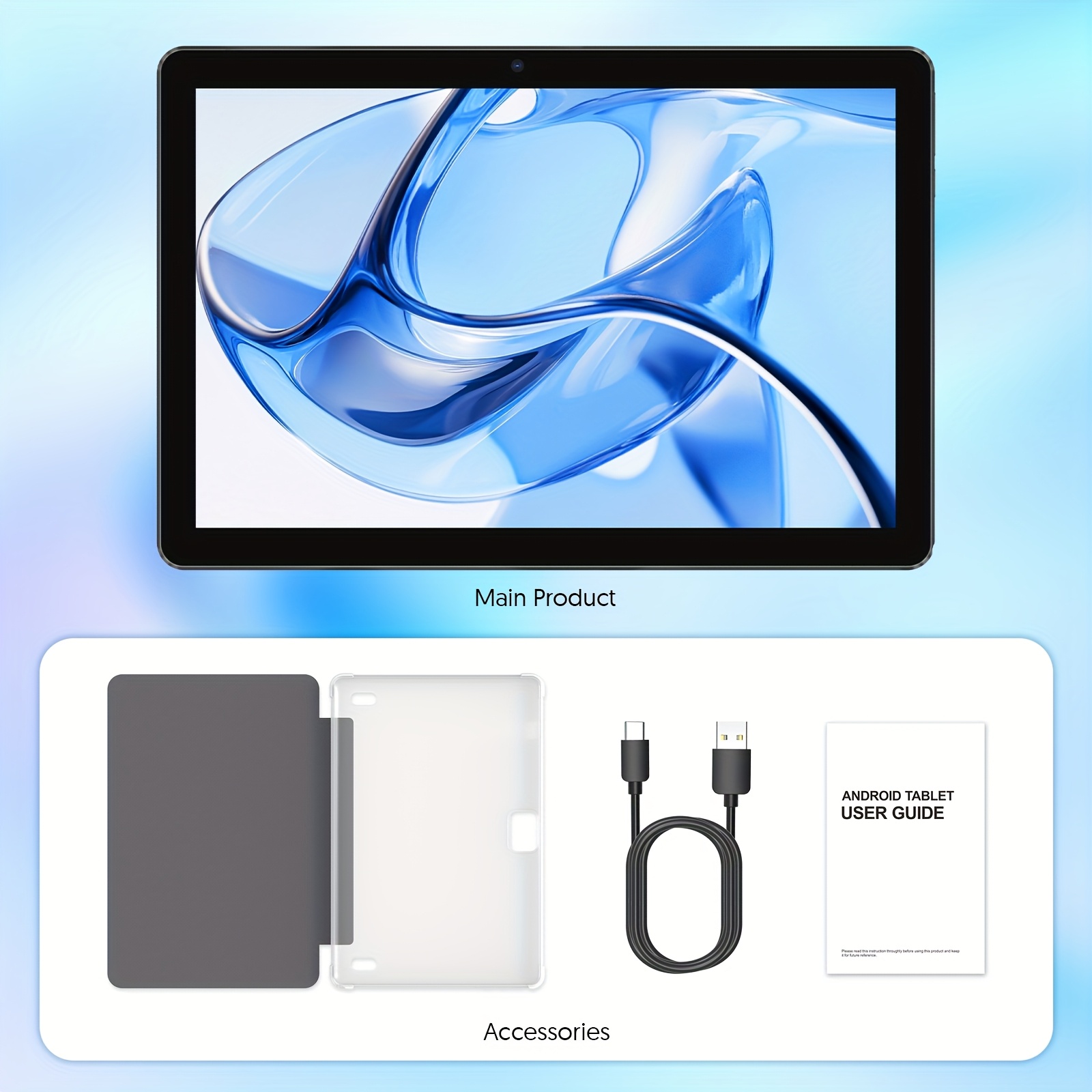 TEMU Cost-effective Android15 Tablets, 10-inch Ips Hd Screen, Rk3562 -core Chip, 12(3+9)gb + 64gb+1tb Storage, Wifi6, 2mp+8mp Dual Cameras, 6000mah
